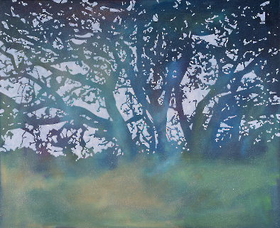 An oak tree in the home of Sir Charles Lemon III, 65x80, Öl auf Leinwand, 2023