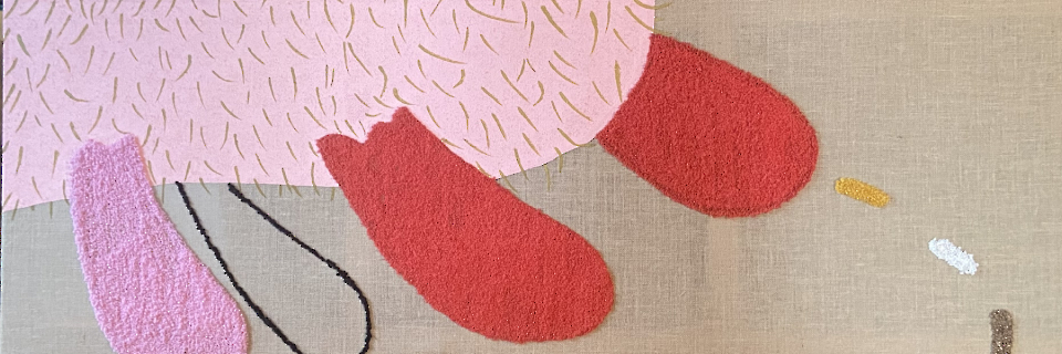 Regengemächt, 180x60, Wolle & Latexfarbe auf Jute, 2023